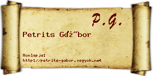 Petrits Gábor névjegykártya